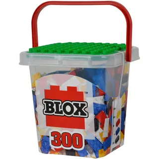 Simba Blox 300 Bausteine für Kinder ab 3 Jahren, 8er Steinebox mit Grundplatte, vollkompatibel, farblich gemischt, Blau, Rot, Schwarz, Weiß