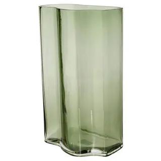 Ambia Home Vase , Dunkelgrün , Glas , organisch , 12x30x18 cm , auch für frische Blumen geeignet , Dekoration, Vasen, Glasvasen