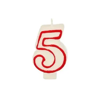 PAPSTAR Zahlenkerzen 5 weiß, rot, 1 St.