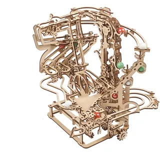 UGEARS Holz Marble Run Chain Hoist - Mechanische 3D Holzpuzzle für Erwachsene, DIY Modellbausatz für Erwachsene, Einzigartige Puzzle - 3D Puzzle Murmelspiel Geschenke - 400 Stücke