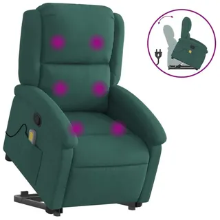 Massagesessel mit Aufstehhilfe Dunkelgrün Samt - Grün, dunkelgrün