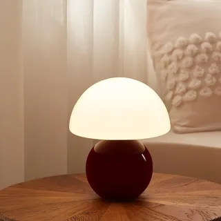 Dawnwake Nachttischlampe Dimmbar Tischlampe LED Pilzlampe, Keramikbasis Glas, Tischlampe für Wohnzimmer Schlafzimmer, Dekorative Nachtlampe (Weihnachtsrot)