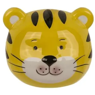 Dekorative Spardose aus Keramik mit Tiermotiven, 10 x 8 x 7 cm, Charakterkollektion Löwe, Tiger, Bär, Katze, Hund, Koala, mit Deckel (Tigre)