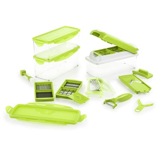 Genius Nicer Dicer Plus | 18 Teile | Kiwi | Alles-Schneider | Obst- und Gemüseschneider