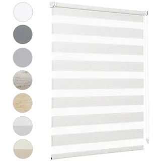 Sekey Doppelrollo Klemmfix ohne Bohren für Fenster, Doppelrollo 50 cm breit, Duo Rollo Jalousie Sonnenschutz, 50x100cm, Leinen