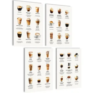mojoliving Poster Kaffee Bilder Kaffee Bild Wandbilder für die Küche Poster Aesthetic Deko Küchenbilder Vintage Bilder Wohnzimmer Deko Küche (Coffee Führer Deutsch, 4x A4 | ohne Rahmen)