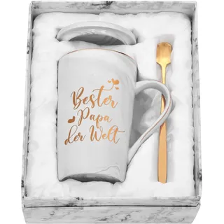 Joymaking Kaffeetasse Beste PAPA der Welt, Geschenkidee für PAPA zum Vatertag, Weihnachten, Geburtstag; Vatertagsgeschenk Kaffeetasse, 400ml grau Tasse
