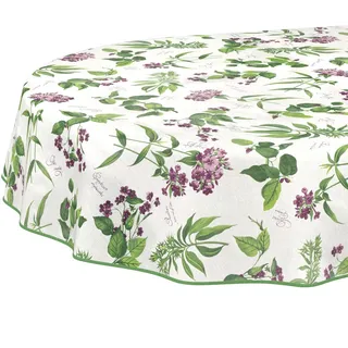 ANRO Wachstuchtischdecke abwaschbar Lavanda Oval 160 x 140 cm Grün