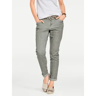 Boyfriend-Hose HEINE, Damen, Gr. 40, Normalgrößen, grün (salbei), 97% Baumwolle, 3% Elasthan, Rückseite:95% Baumwolle, 5% Elasthan, unifarben, lang, Hosen Boyfriend-Hose