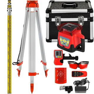 Vevor Professional Rotationslaser max. Arbeitsbereich 500 m rot, Linienlaser 360 Grad