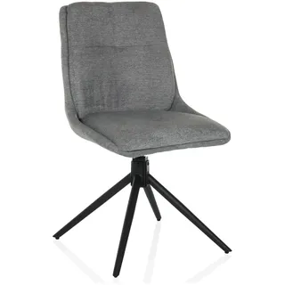 hjh LIVING Esszimmerstuhl drehbar TARVISO I Küchenstuhl Drehstuhl mit Metallbeinen, Moderner Polsterstuhl, weicher Stoffbezug, Grau