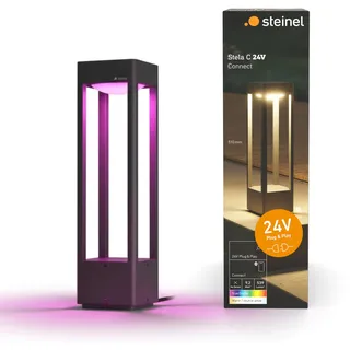 Steinel Wegeleuchte Stela C 24V, 51 cm Höhe, RGBWW Gartenleuchte, 16 Mio. Farben, Dämmerungssensor, dimmbare Pollerleuchte, Zeitschaltuhr, App-Steuerung, Plug & Play, IP65, Anthrazit