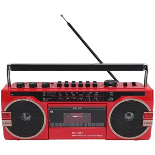 Retro Kassetten Tape Player, AM FM SW Radio mit Bluetooth Lautsprecher, Kassette Zum MP3 Konverter, USB Wiedergabe, MP3 Wiedergabe, Klebebahn Recorder Player (EU-Stecker)