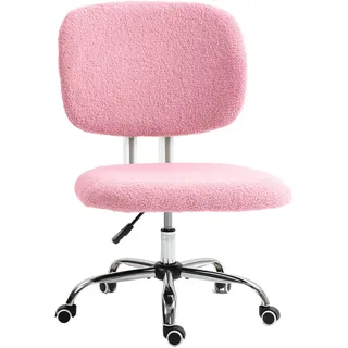 Vinsetto Bürostuhl Höhenverstellbarer Computerstuhl Ohne Armlehne Rosa | Ergonomischer Schreibtischstuhl, Drehstuhl für Arbeitszimmer, Samt