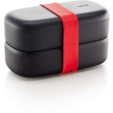 Lékué Hermetische Lunchbox für Lebensmittel Polypropylen, schwarz, Standard, 19x10x11 cm