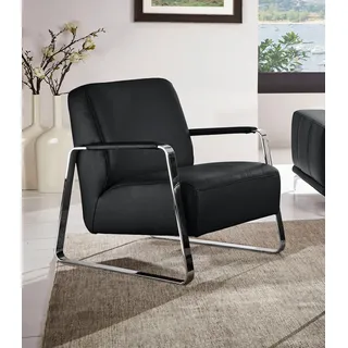 W.SCHILLIG Cocktailsessel »quadroo Designsessel, Loungesessel«, mit bezogenen Armlehnen, Gestell in Chrom glänzend, schwarz