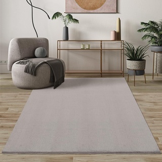 Mia's Teppiche Comfort Moderner Flauschiger Kurzflor Teppich, Anti-Rutsch Unterseite, Waschbar bis 30 Grad, Super Soft, Felloptik, Sand, 80 x 300 cm