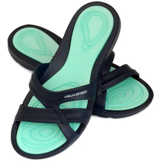 Aqua Speed Set Damen Badelatschen + Mikrofaserhandtuch | Badesandalen | Pool Slide | Duschsandalen Frauen | Badeschlappen | F:10, Gr. 36 | Panama