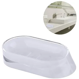 Seifenschale aus Acryl, 14,2 x 4 x 7,3 cm, Weiß