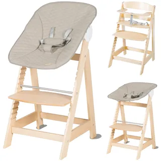 roba Born Up Set 2in1, Greyish gesteppt', Hochstuhl mit Liegefunktion, ab Geburt