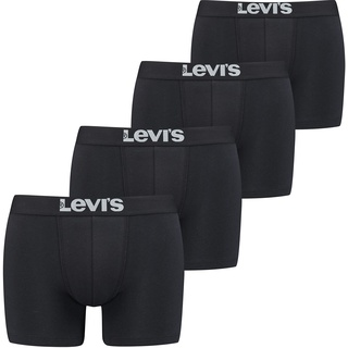 Levi’s Einfarbige Basic-Boxershorts, weiche Herrenunterwäsche aus Bio-Baumwolle mit elastischem Bund und doppelter Einlage, kein Hochrutschen, 4er-Pack