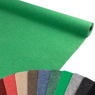 Primaflor Messeteppich Rips Malta | 100x1000 cm | Grass Grün | Messeteppich mit Ripsstruktur, Brandschutzklasse Bfl-s1; Nadelfilz-Auslegeware und Teppichboden als Messe-Bodenbelag