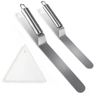Neylokfen Winkelpalette Edelstahl Set Winkelpalette Torte Edelstahl Kuchenmesser Angled Icing Spatula Tortenmesser zum Backen, Torten selber machen, Tortendekoration (Silber)