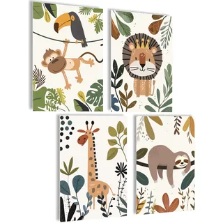 mojoliving Bilder Kinderzimmer jungen Baby Zimmer Poster Set Wandbilder Kinderzimmer mädchen Babyzimmer Deko Bilder für Baby Zimmer Dekoration (Boho Safari)
