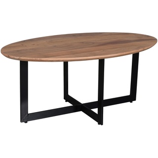 Mid.you Couchtisch , Naturfarben, Schwarz , Holz, Metall , Akazie , massiv , oval , eckig , 105x45x60 cm , Wohnzimmer, Wohnzimmertische, Couchtische, Couchtische rund