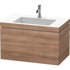 Duravit L-Cube Möbelwaschtisch c-bonded mit Unterbau wandhängend, 80x48 cm, 1 Auszug, ohne Überlauf, 1 Hahnloch, Farbe: Tessiner Kirschbaum