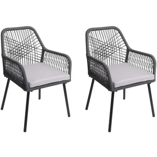 Mendler HWC-O12 Gartenstuhl 54 x 54 x 81 cm grau 2 St.
