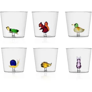 Ichendorf, Glas, Set mit 6 Wassergläsern verziert Tiere Animal Farm
