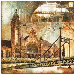 Artland Wandbild "Krefeld Skyline Abstrakte Collage" Gebäude 1 Stk. tlg. als Leinwandbild, Poster in verschied. Größen, farbe bild(er): braun