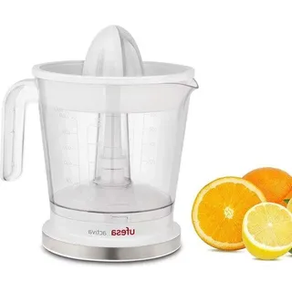 Elektrischer Zitronenpresse - 1 Liter Fruchtsaftbehälter - 40 W - Edelstahl-Filter - Geschirrspüler geeignet - Weiß/Rot - BPA-frei - Weiß, Rot