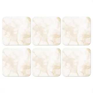 MuchoWow Glasuntersetzer 6er-Set Marmor - Weiß - Gold - Luxus 10x10 cm , Creme , Naturmaterialen , Quadratisch , 10x0.2 cm , Gläser, Untersetzer