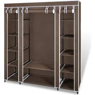 vidaXL Stoffschrank mit Fächern und Stangen 45×150×176 cm Braun - Stoffschrank - Stoff Schrank - Kleiderschrank - Schrank - Braun