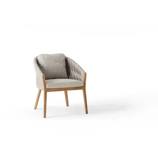 Suns Senese Dining Chair Aluminium/Misty Rope Seashell bouclé inkl. Sitz-und Rückenkissen