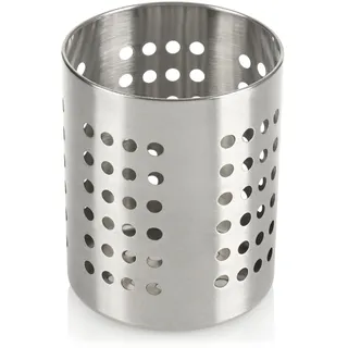 com-four® Besteckabtropfkorb - Küchenutensilienhalter aus Edelstahl - Besteckkorb, Kochlöffelständer aus Metall - moderner Serviettenhalter - Metall-Besteckhalter (silberfarben)