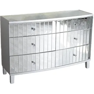 XXL Kommode verspiegelt Anrichte Glas Sideboard Wäschekommode Spiegelglas 120cm