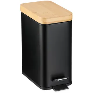 Relaxdays Mülleimer , Schwarz , Metall, Holz, Kunststoff , 14x29.5x29 cm , Haushalt & Kleinelektro, Reinigung, Mülleimer & Abfallsammler