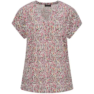 Print-Shirt GOLDNER "Kurzgröße Cityshirt mit floralem Design", Damen, Gr. 19, bunt, gemustert, Obermaterial: 65% Polyester PES. 35% Viskose CV., gerade, Shirts Print-Shirt, Print auf Ausbrennerjersey