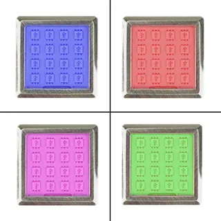 kalb | RGB LED Vitrinenbeleuchtung 2 Watt 5.2cm x 5.2cm Möbelleuchte Schrankleuchte 1 - 4er SET, Auswahl:4er SET, Form:Quadratisch