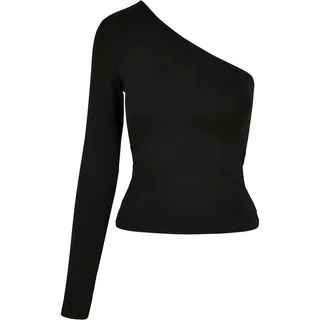 URBAN CLASSICS Ladies Asymmetric Longsleeve T-Shirt, Schwarz (Black 00007), Small (Herstellergröße: S