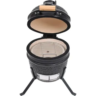 vidaXL 2-in-1 Kamado-Grill Smoker Keramik 56 cm Schwarz - Schwarz