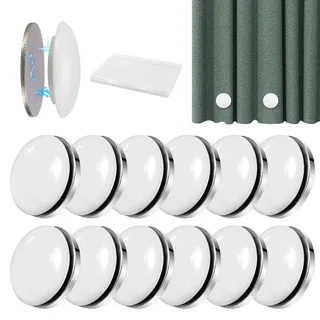 12 Paare Magnet Duschvorhang, Duschvorhang Gewichte Magnetische, Runde Vorhang Gewichte, Weiß Magnetische Duschvorhang Beschwerer, mit 1 Aufbewahrungsbox, für Gardinen, Tischdecken, Duschvorhänge