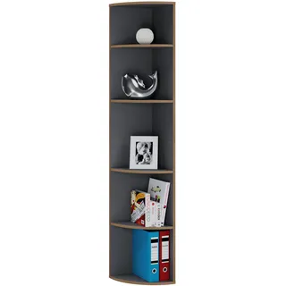 Bücherregal VCM "Elegantes Holzregal Eckregal Regal Salia 5fach", schwarz (anthrazit), B:33cm T:33cm, Regale, Bücherregal