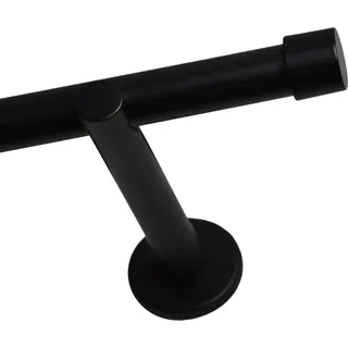 Voppi Gardinenstange Loft 1-läufig 200 cm 19 mm schwarz, moderne Vorhangstange, einfache Wandmontage - Schwarz