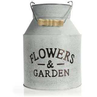 com-four® Blumentopf aus Metall - Milchkanne Übertopf - Pflanzentopf für Innen- und Außenbereich - Vintage Blumenkübel - Deko-Topf zum Hinstellen und Aufhängen - Landhausstil (Milchkanne - 1 Stück)