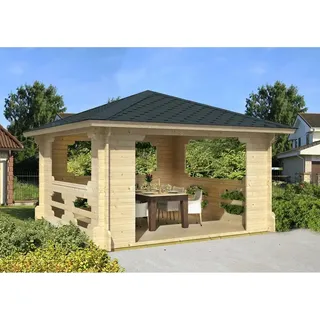 Tene Kaubandus Gartenpavillon Ibiza Spitzdach 440 cm x 440 cm Hellbraun