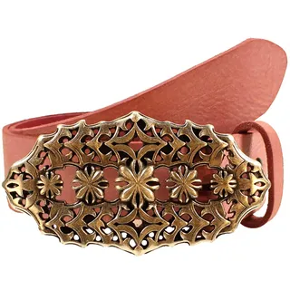 Ledergürtel RETTUNGSRING GÜRTEL, Damen, Gr. 100, rosa, Leder, unifarben, Gürtel Ledergürtel, mit austauschbarer Schließe »Blumereihe«